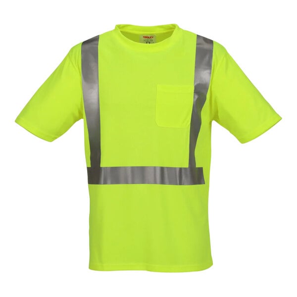 A yellow Tingley short sleeve safety shirt with reflective stripes.