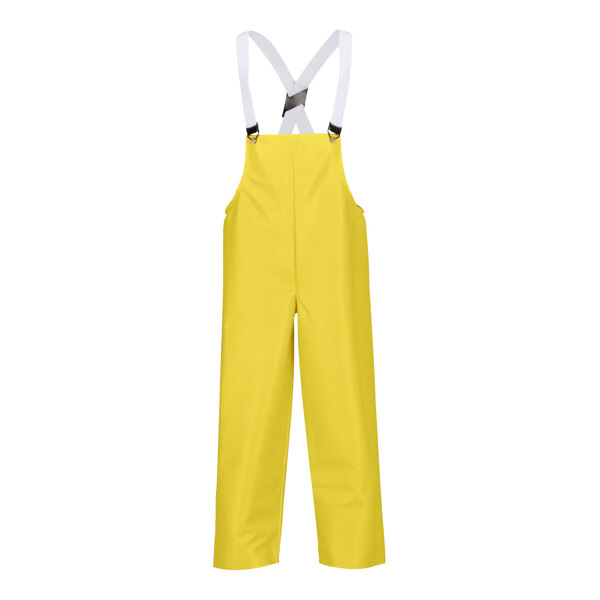 Yellow Tingley Webdri overalls with suspenders.