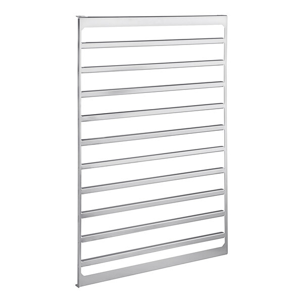 A metal rack with many metal bars.