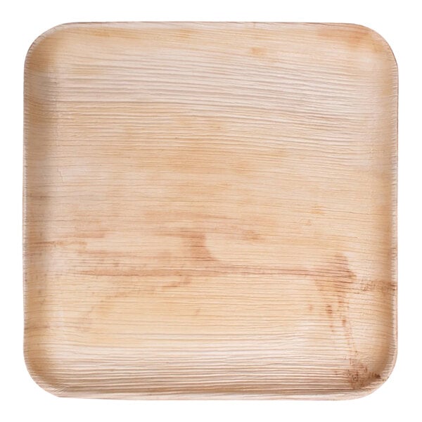 A VerTerra square palm leaf plate with a textured surface.