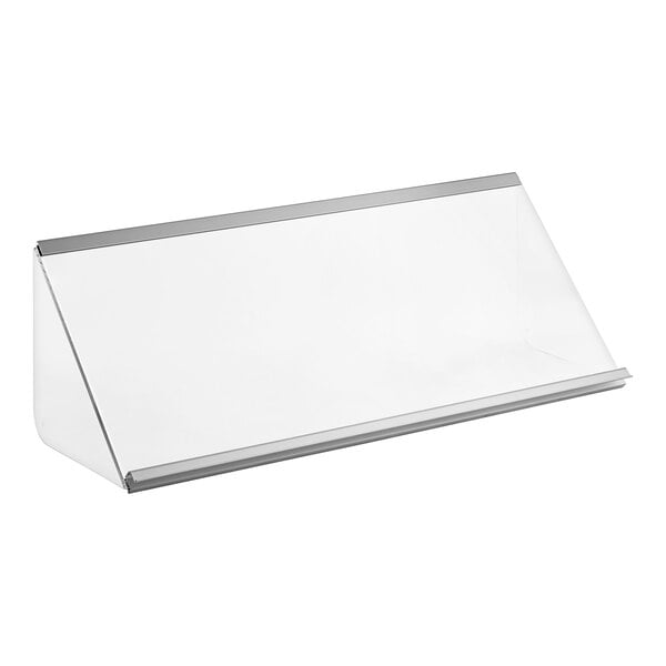 A clear plastic lid with a silver edge.