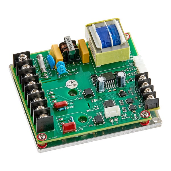 A green Estella circuit board with many small components.