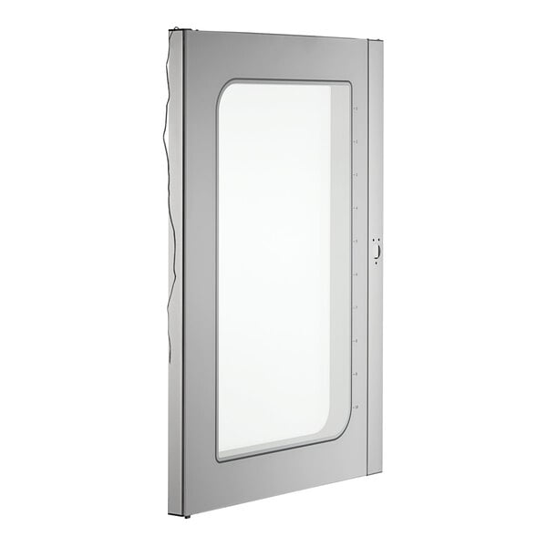 A white rectangular door with a clear window.