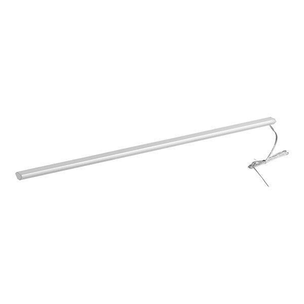 A white LED light fixture with a metal rod.