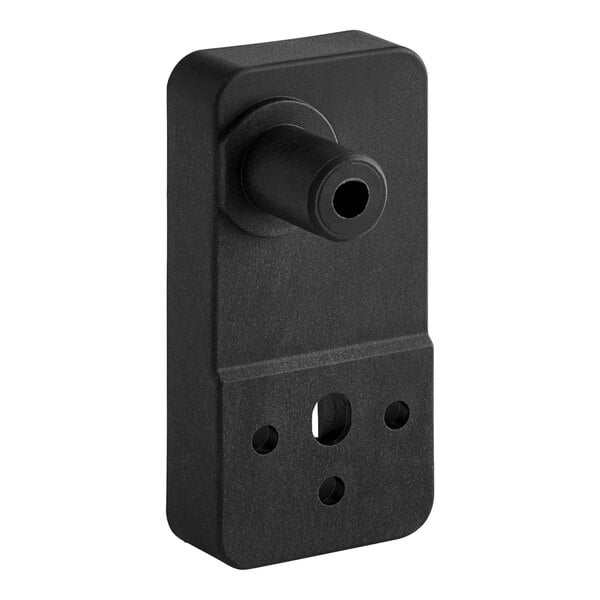 A black plastic top door hinge with two holes.