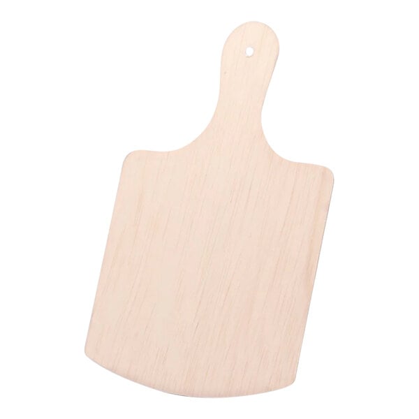 A VerTerra small square balsa wood cheese board with a handle.