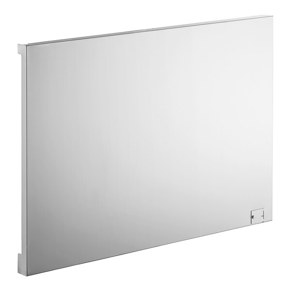 A white rectangular heat shield with a metal frame.