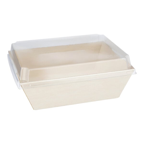 A white VerTerra rectangular container with a clear lid.