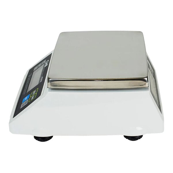 A white CAS digital portion scale with a silver top.
