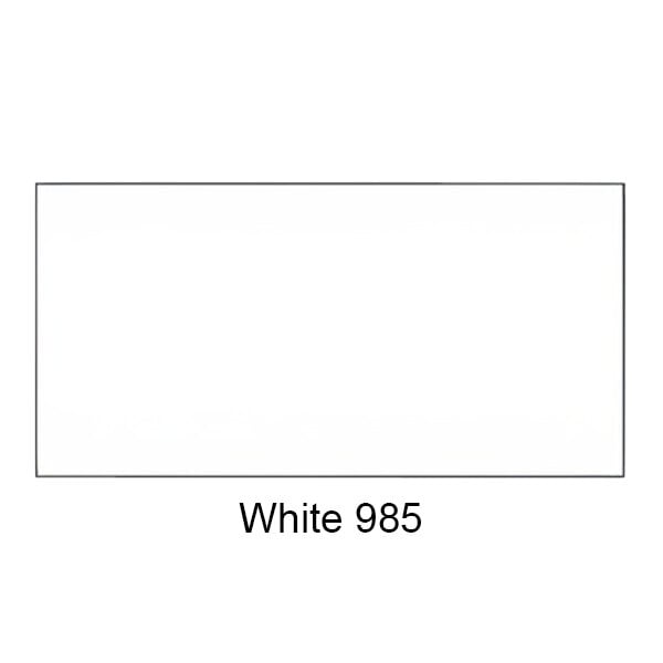 A white rectangular box with black text reading "ASI Accurate Partitions Integrated Privacy 40713248029 24" x 48" White Powder-Coated Steel Urinal Partition"