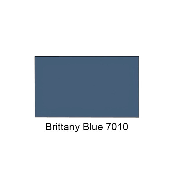 A blue rectangle with white text reading "Brittany Blue" and black text reading "Moisture Guard" and "Plastic Laminate"