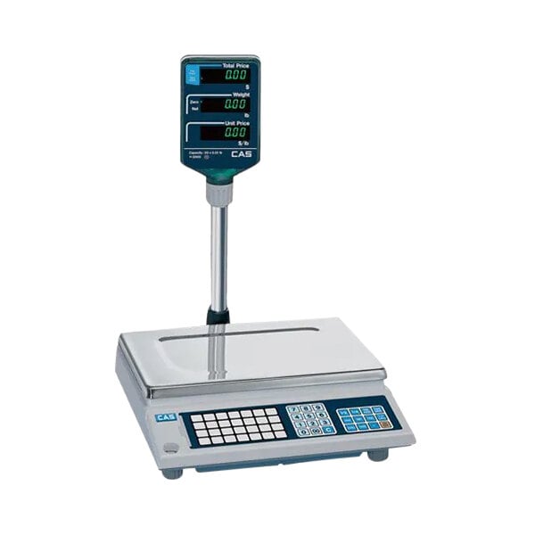 A CAS AP-1 Series digital scale on a counter with a display.