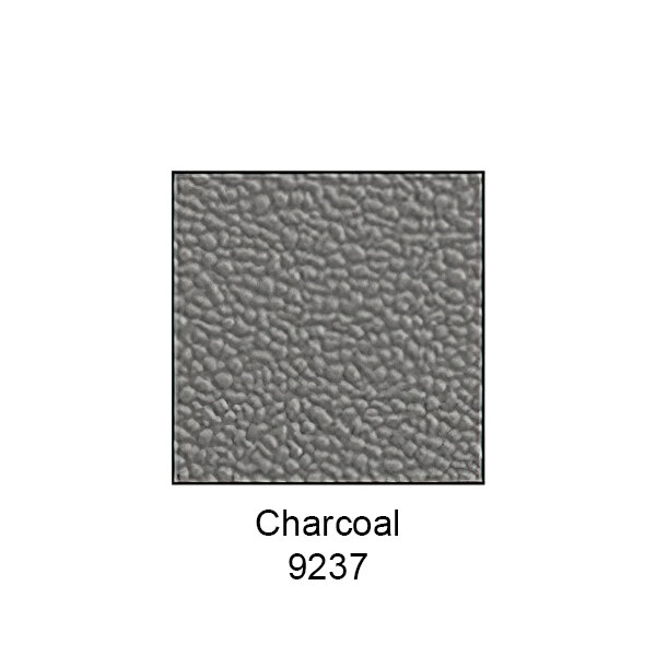 A close-up of a grey surface with the word "charcoal" in white.