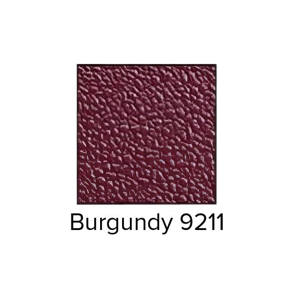 A close-up of a burgundy ASI Accurate Partitions solid plastic urinal partition.