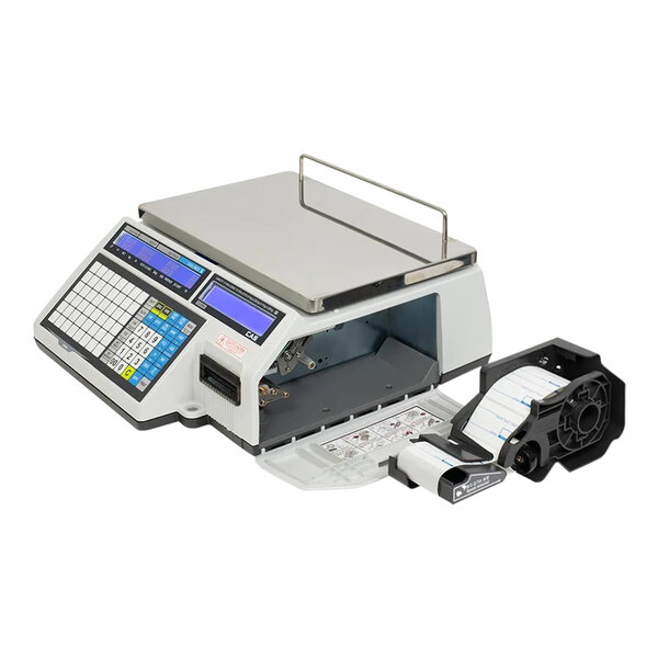 A white CAS CL-5500 series wireless customer-facing label printing bench scale.