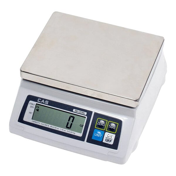 A white electronic Domino's portion scale with a screen.