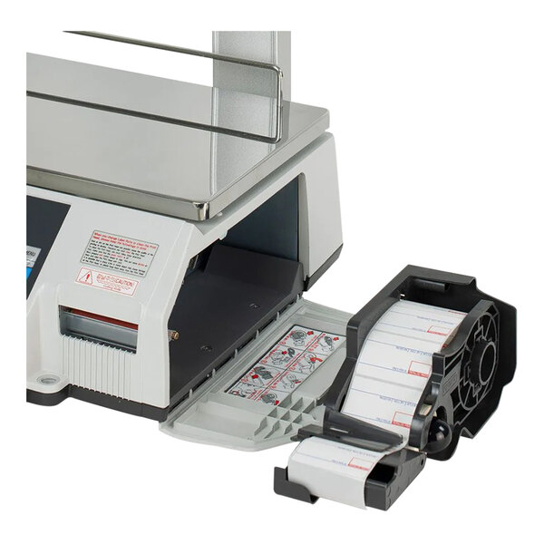 A CAS CL5500 series wireless label printing scale with a roll of labels.