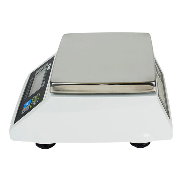 A white Cas SW-1W Series digital portion scale with a silver top on a white surface.