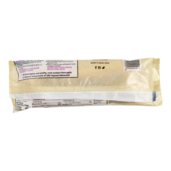 A packaged Benny's Bagel Dogs Polish Bagel Dog in a 5 oz. size.
