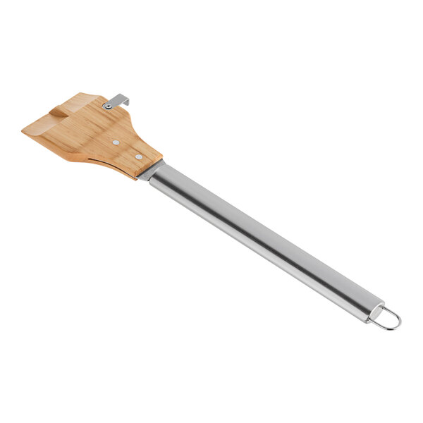 A Mr. Bar-B-Q wood grill scraper with a metal handle.