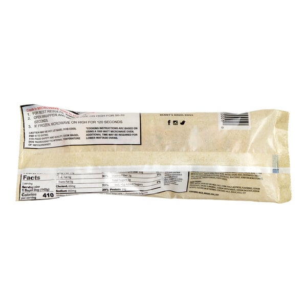 A packaged Benny's Bagel Dogs beef bagel dog.