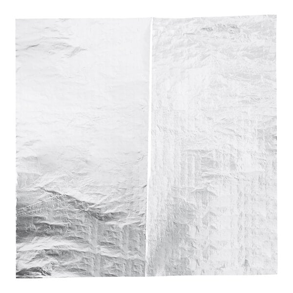 A close-up of a 12" x 12" piece of silver honeycomb foil.