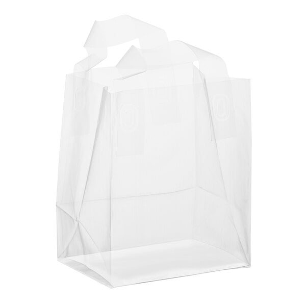 A clear, rectangular plastic bag with soft loop handles.