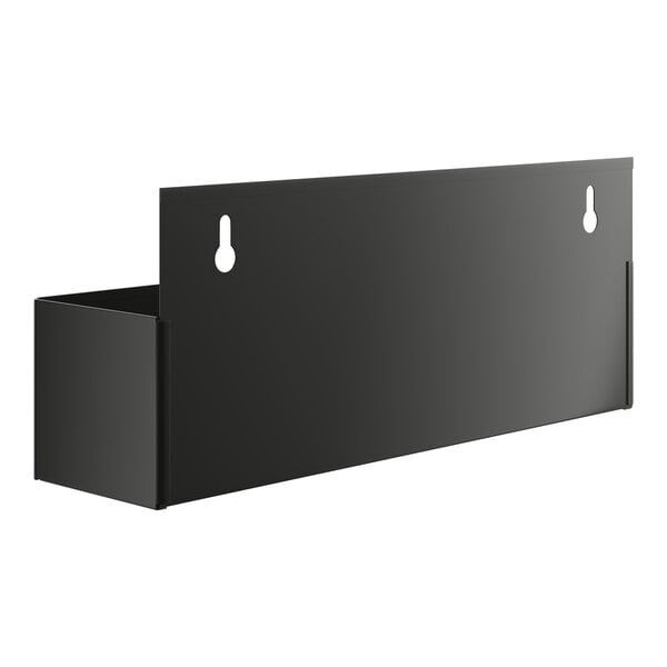 A black metal speed rail with two holes on the side.