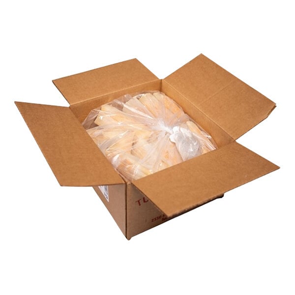 A box of Tucson Foods Red Chile and Beef Tamales in plastic bags.