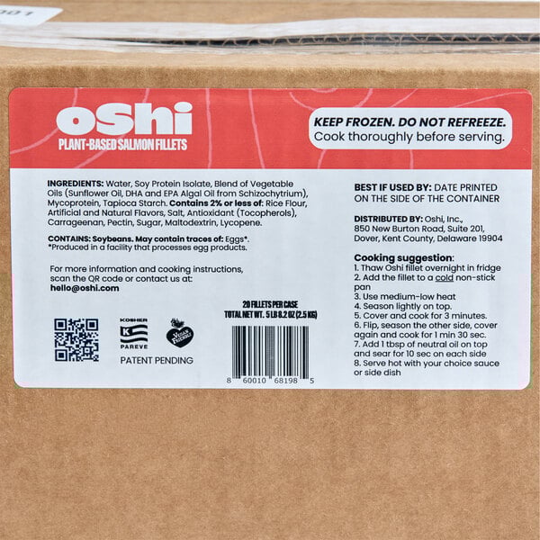 Oshi 4.4 oz. Vegan Salmon Filet - 20/Case