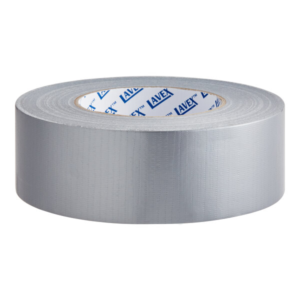 A roll of Lavex gray duct tape with a blue and white label.
