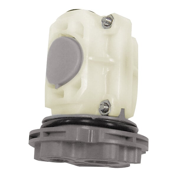 A white plastic American Standard temperature control valve with a grey cap.