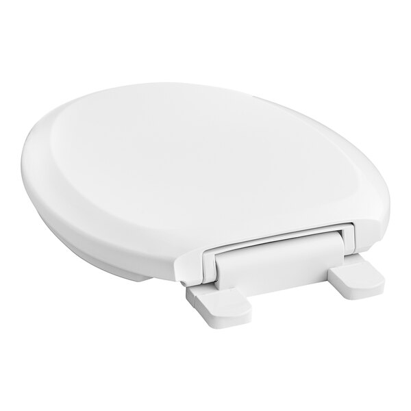 A white American Standard toilet seat with a lid.