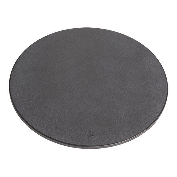 An American Metalcraft black circular pizza stone on a white background.