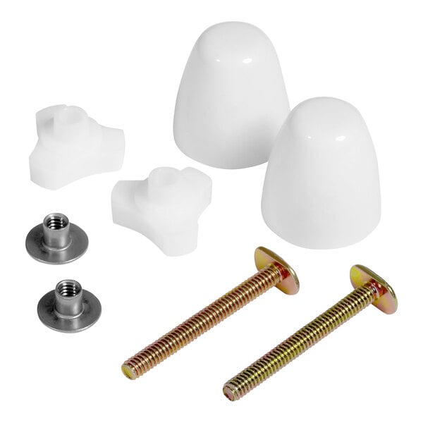 A white American Standard EZ-Install bolt cap kit with screws and bolts.