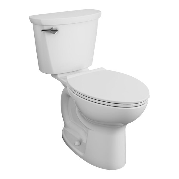 A white American Standard Cadet PRO toilet with the seat down and a silver handle.