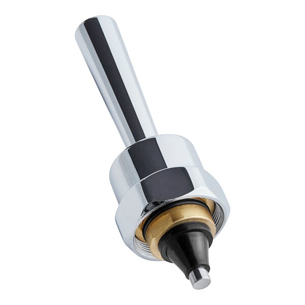 A silver and chrome American Standard flush valve handle with gold accents.