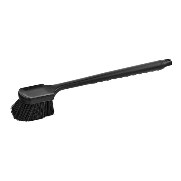 A black Advantage Supplies floating utility and pot scrub brush with a long handle.