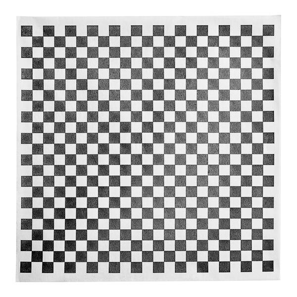 Choice small deli sandwich wrap paper with a black and white checkered pattern.