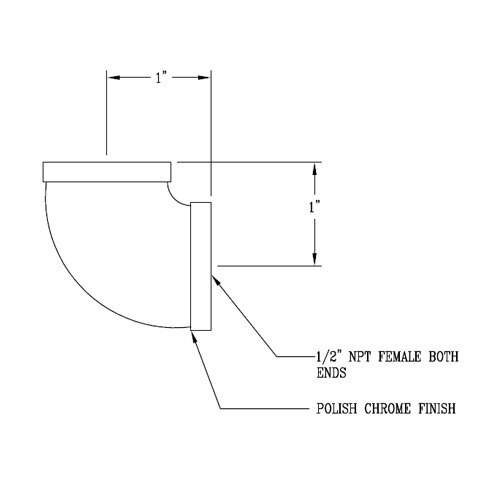 A drawing of a curved pipe with dimensions.