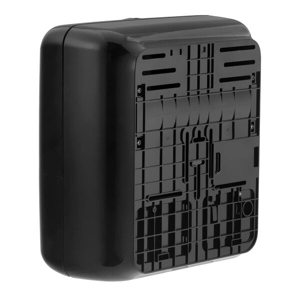 A black wall-mount automatic hand towel roll dispenser.