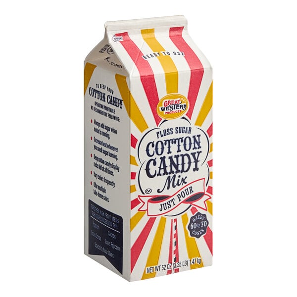 A Great Western carton of pink cotton candy floss sugar.