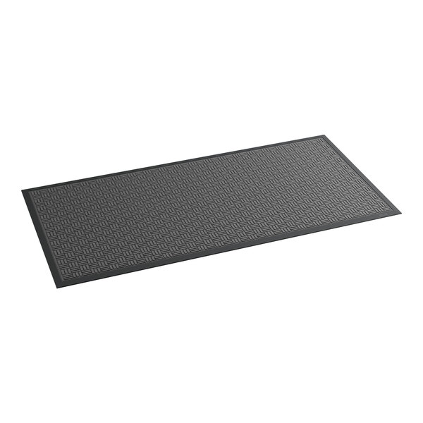 A black rectangular Lavex parquet entrance mat with a pattern.
