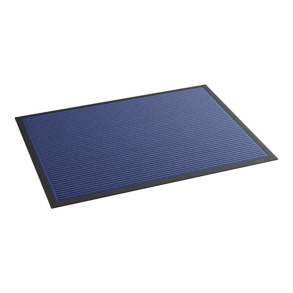A blue and black rectangular Lavex entrance mat.