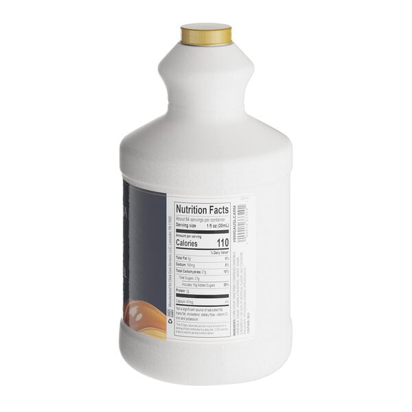 A white bottle of Capora Salted Caramel Flavoring Sauce with a label.