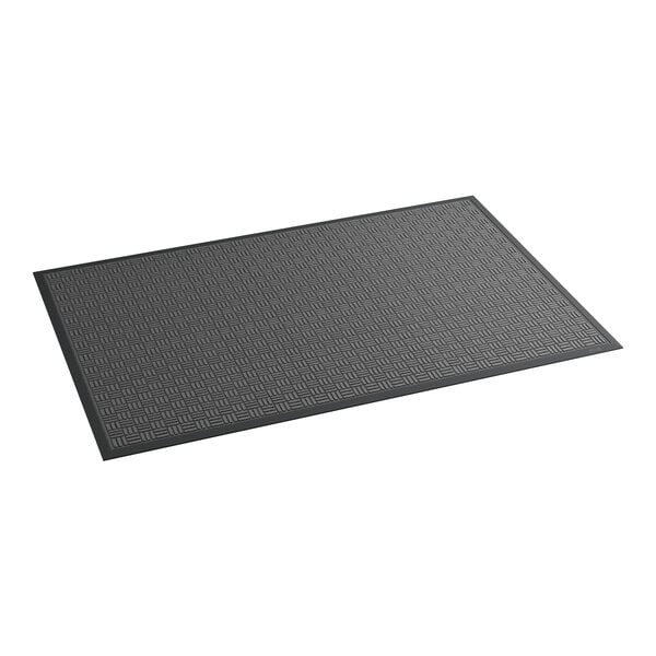 A black rectangular Lavex entrance mat with a gray parquet pattern.