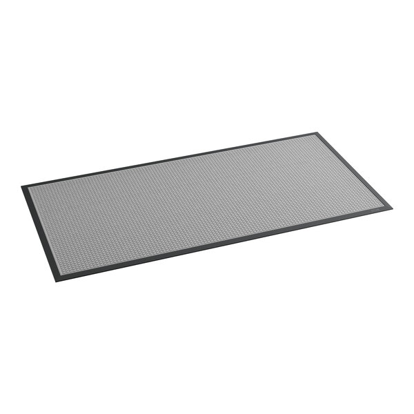 A rectangular grey Lavex indoor entrance mat with black trim.