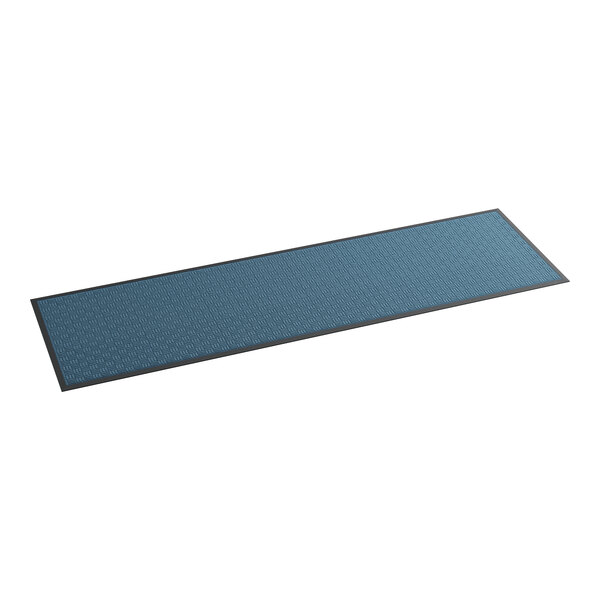 A blue rectangular mat with a black border.