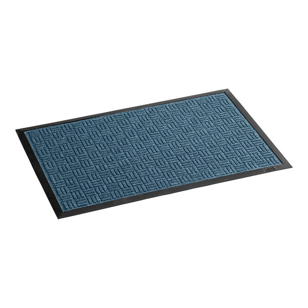 A blue and black rectangular Lavex entrance mat with a parquet pattern.