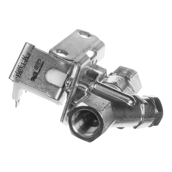 A Bunn nickel plated metal inlet valve with screws.